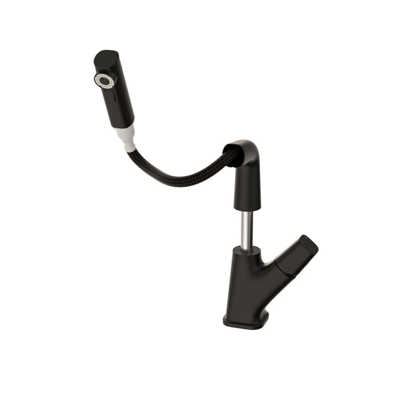 Pull Down Bathroom Sink Faucet With Three Water Modes And Construction - Matte Black by HouseOfZazla