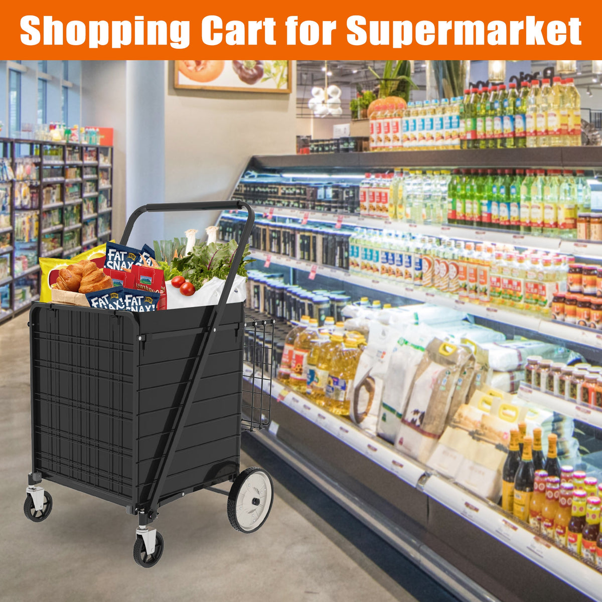 Bigger Super Jumbo Shopping Cart with Foldable Metal Frame - Metal, photo 5 of 10