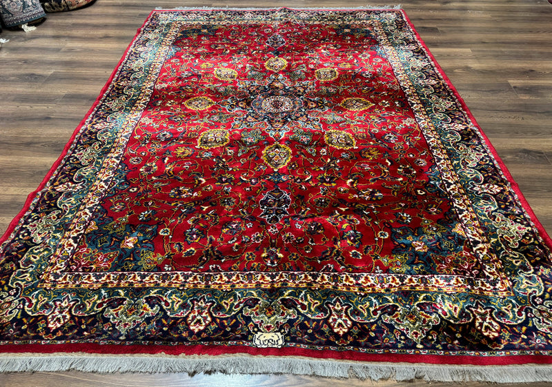 Red Persian Rug 6x9, Medallion Carpet, Ardebil Design, Vintage Belgium Power Loomed Carpet by Jewel Rugs