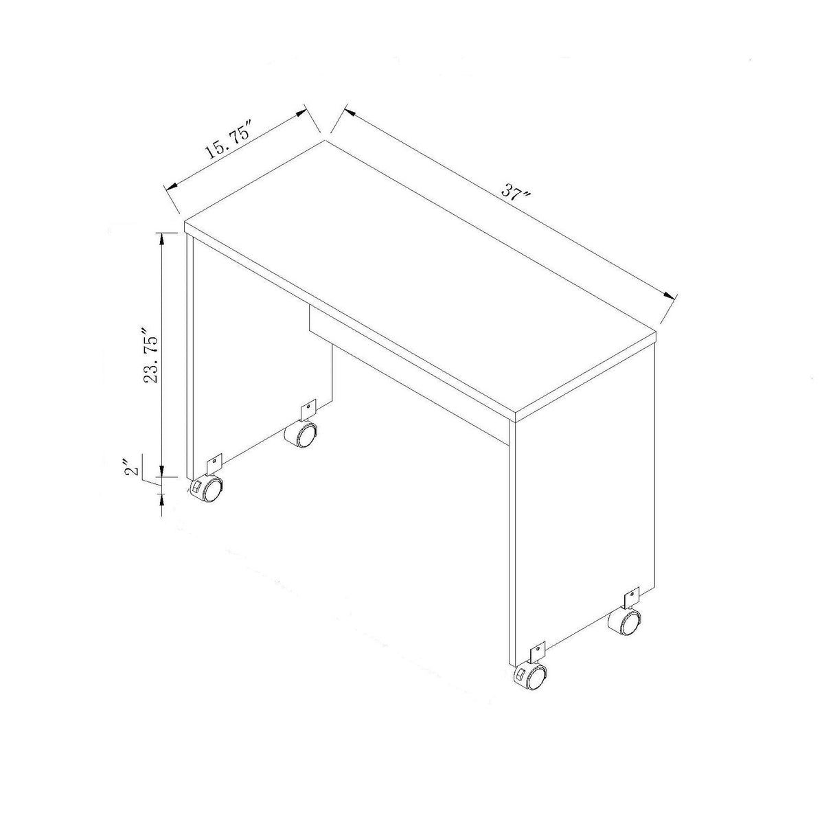 Wood Printer Mobile Stand Computer Desk with Locking Wheels - Dark Brown, Dark Gray, White, photo 8 of 12