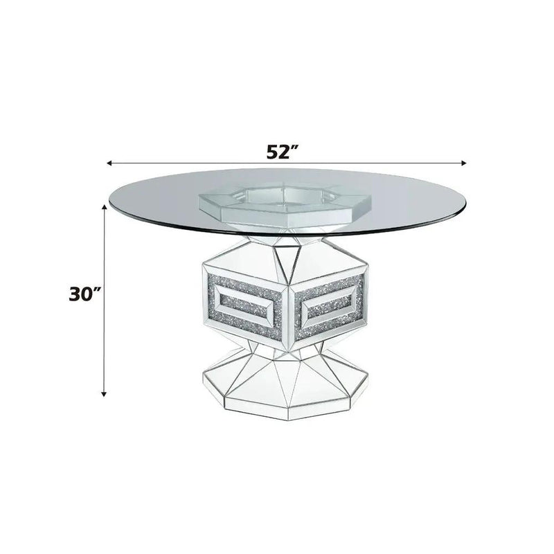 Noralie - 30" Dining Table - Clear Glass, Mirrored & Faux Diamonds by Unique Piece Furniture