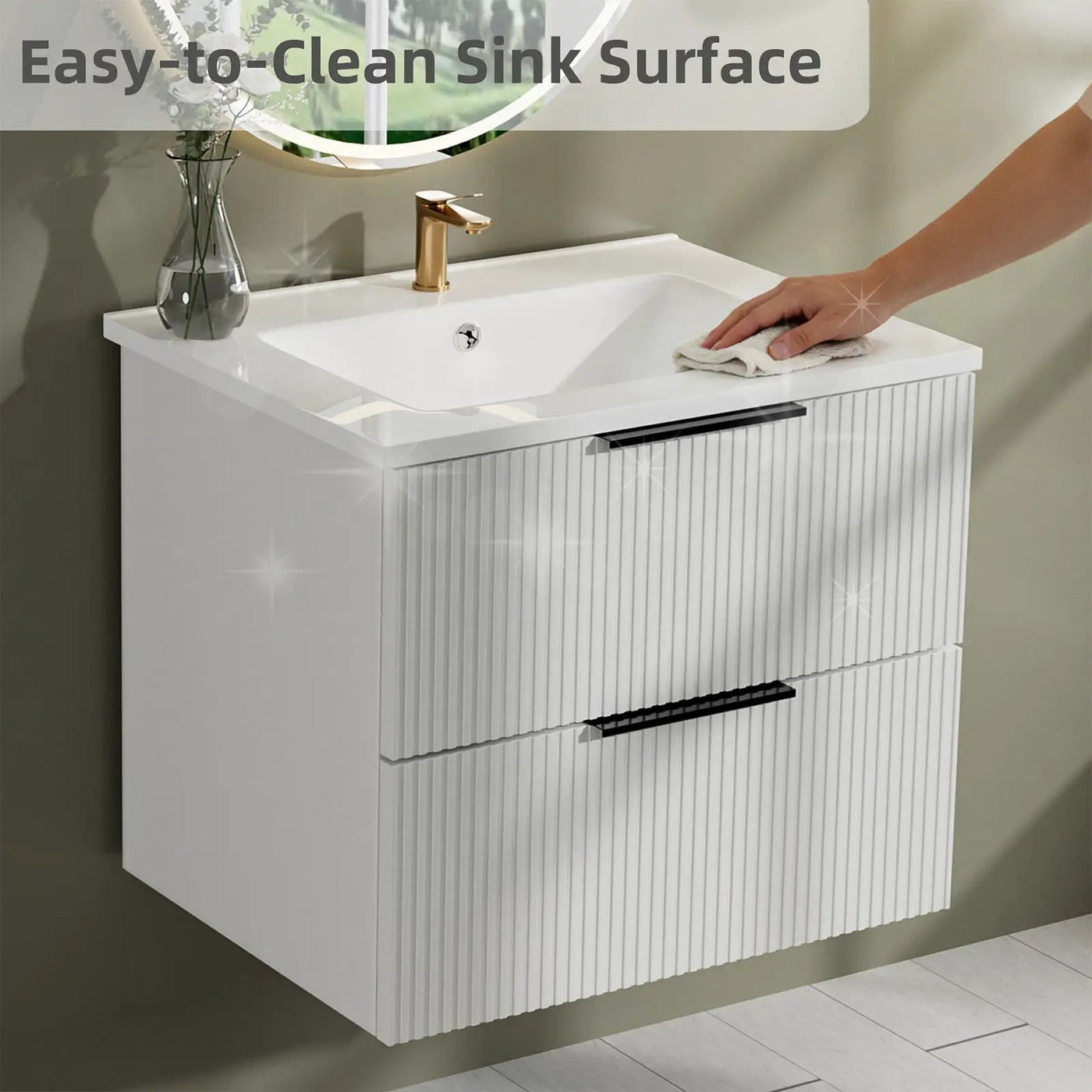 Modern Wall Mounted Floating Bathroom Vanity With Sink And Drawers by HouseOfZazla