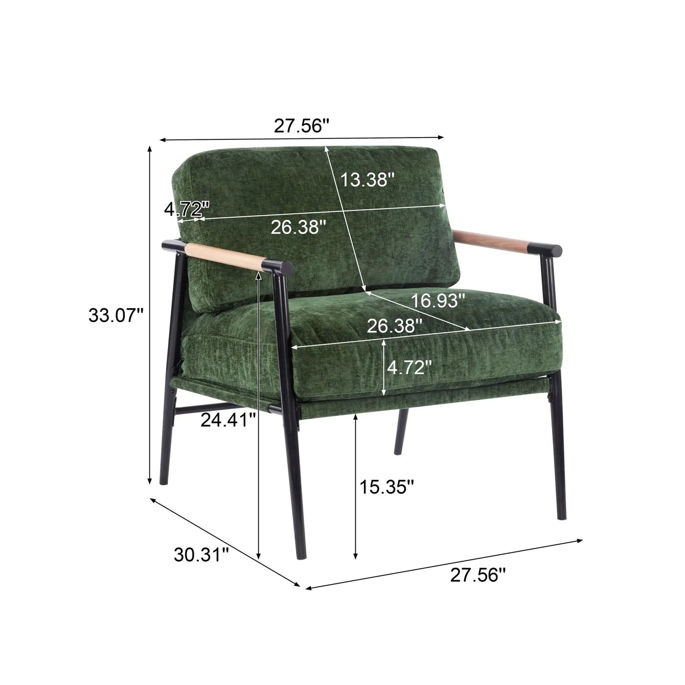 Modern Accent Chair With Plush Cushions and Wooden Armrests by HouseOfZazla