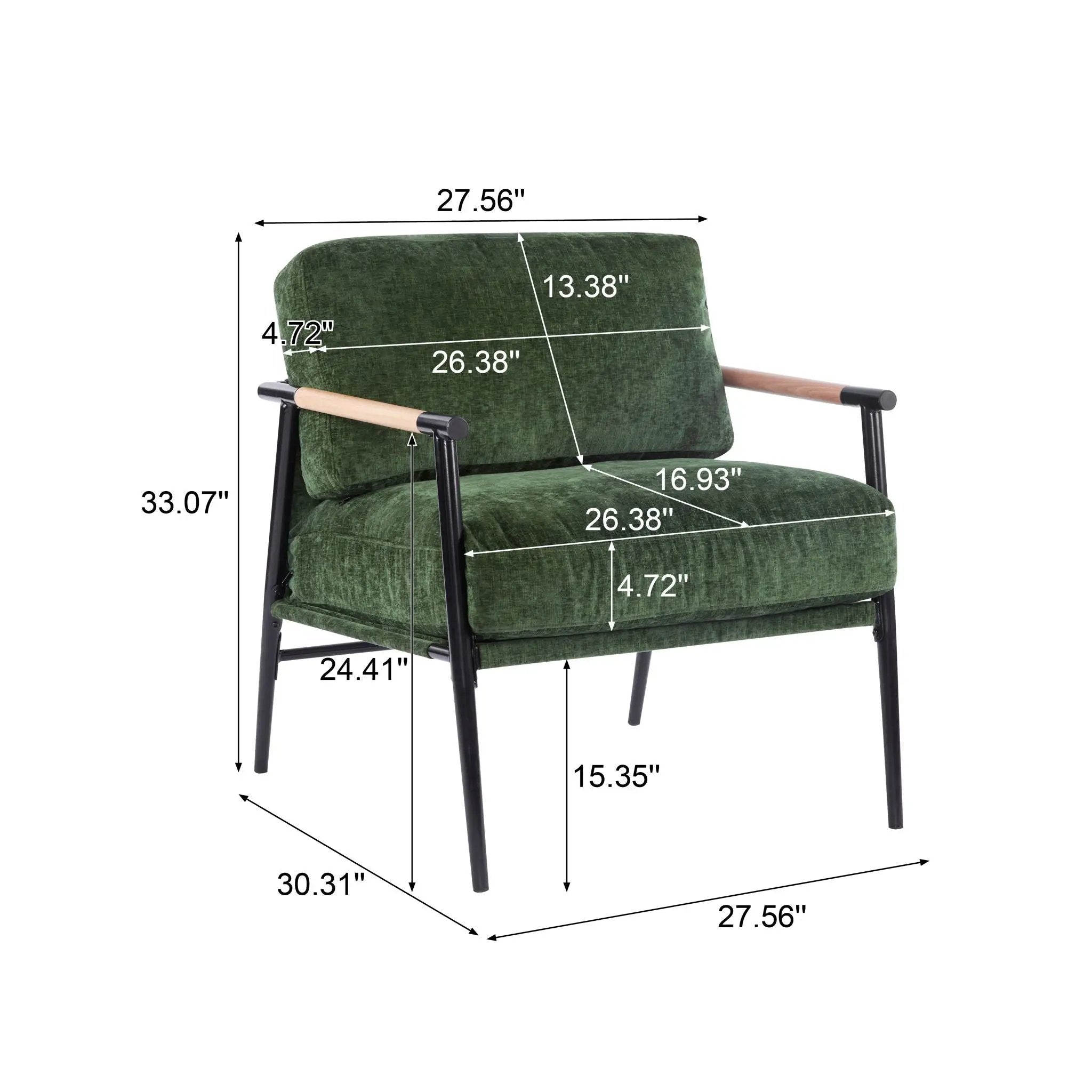 Modern Accent Chair With Plush Cushions and Wooden Armrests by HouseOfZazla