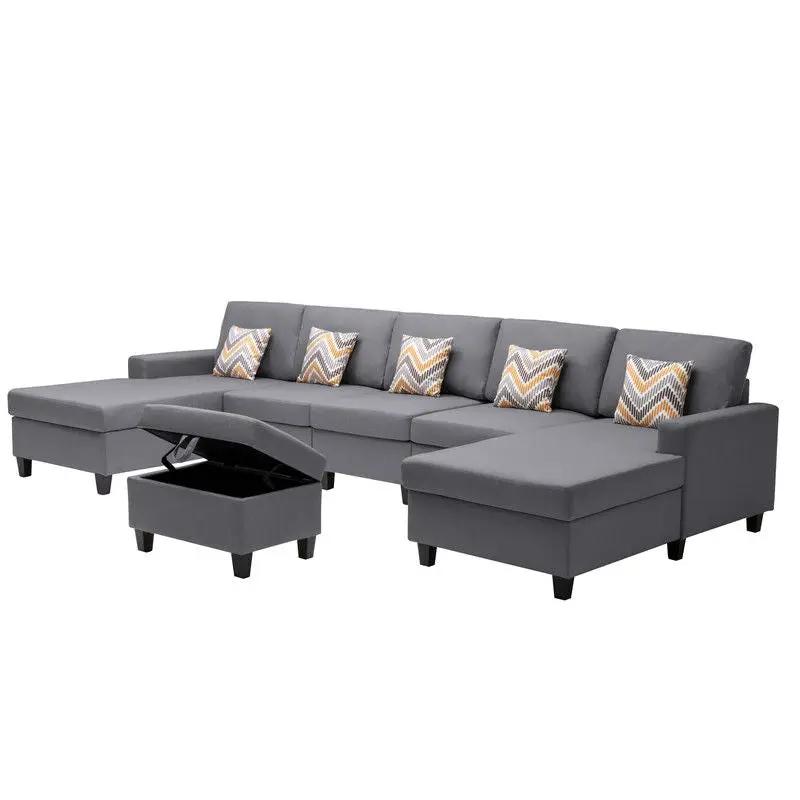 Nolan - Fabric 6 Piece Sectional Sofa With Pillows And Interchangeable Legs by Unique Piece Furniture