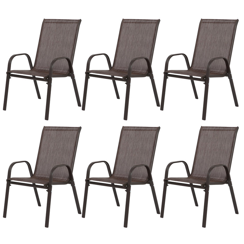 6 Piece Patio Chairs with High Backrest and Armrest - Brown by HouseOfZazla