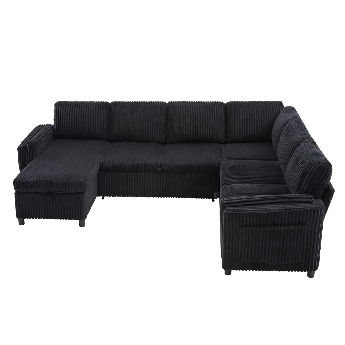 Convertible U-Shaped Sectional Sofa Bed With USB Ports And Storage by HouseOfZazla