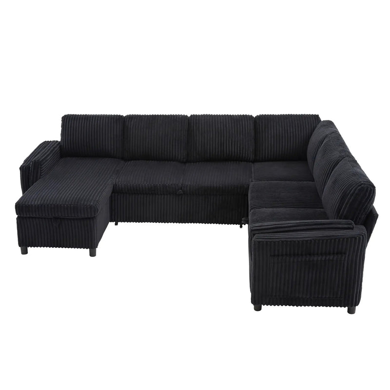 Convertible U-Shaped Sectional Sofa Bed With USB Ports And Storage by HouseOfZazla