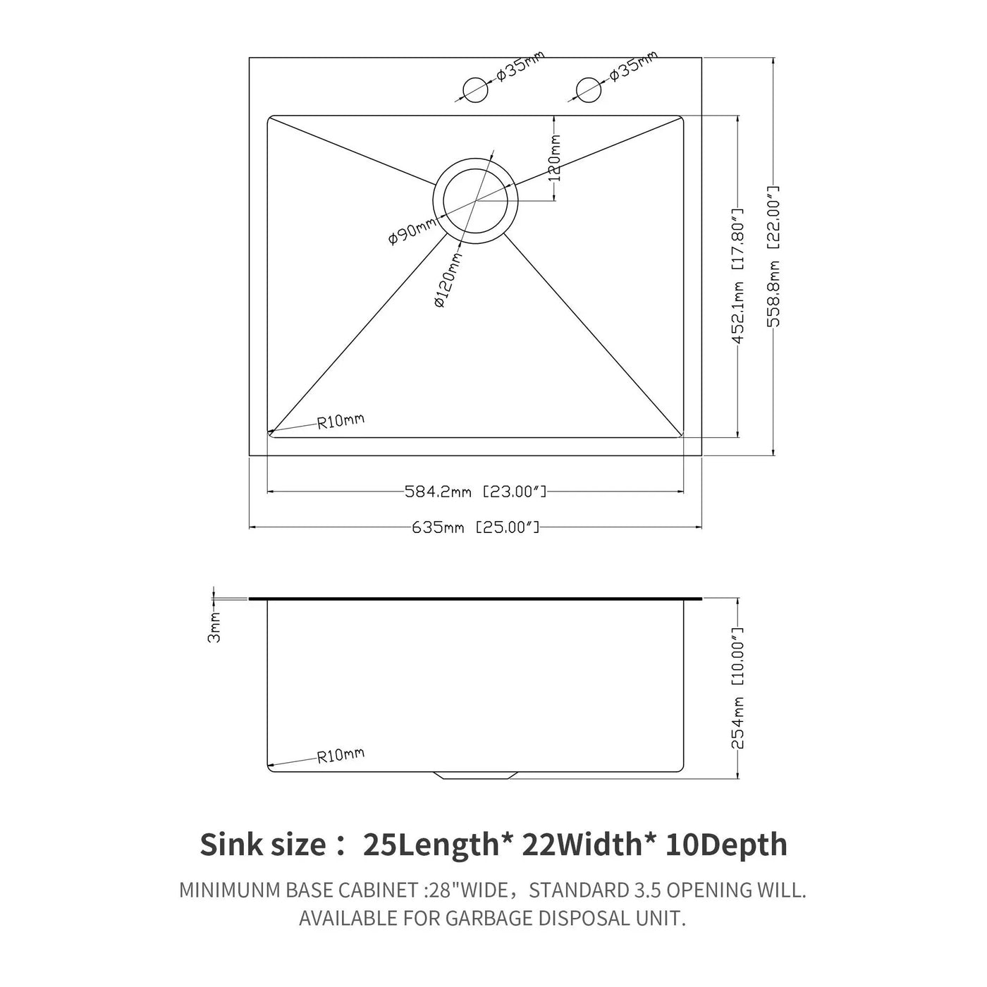 Topmount Kitchen Sink 16 Gauge, Single Bowl by HouseOfZazla