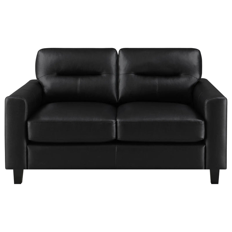 Scotland Faux Leather Upholstered Track Arm Loveseat Black by Unique Piece Furniture