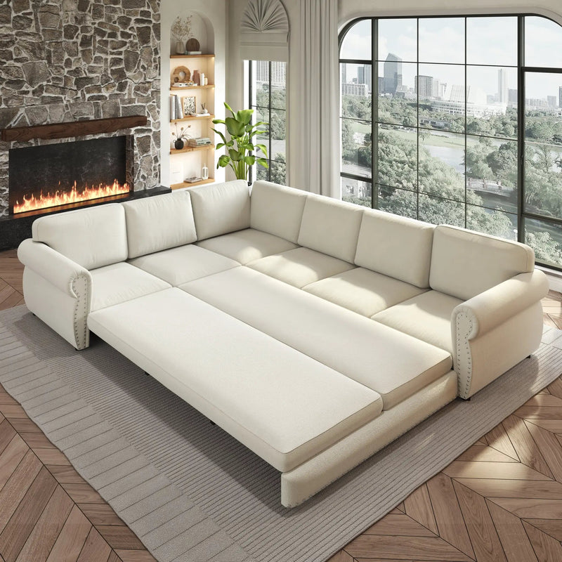 118" L-Shaped Convertible Sofa Bed by HouseOfZazla
