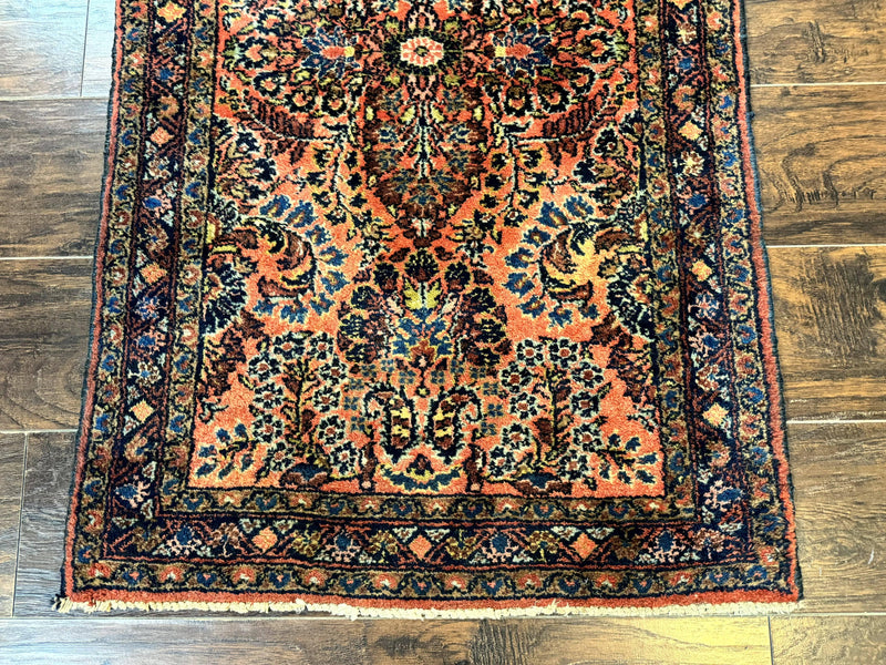 Antique Persian Lilihan Rug 2x4, Red, Floral, Wool, Handmade Lilian Persian Carpet by Jewel Rugs