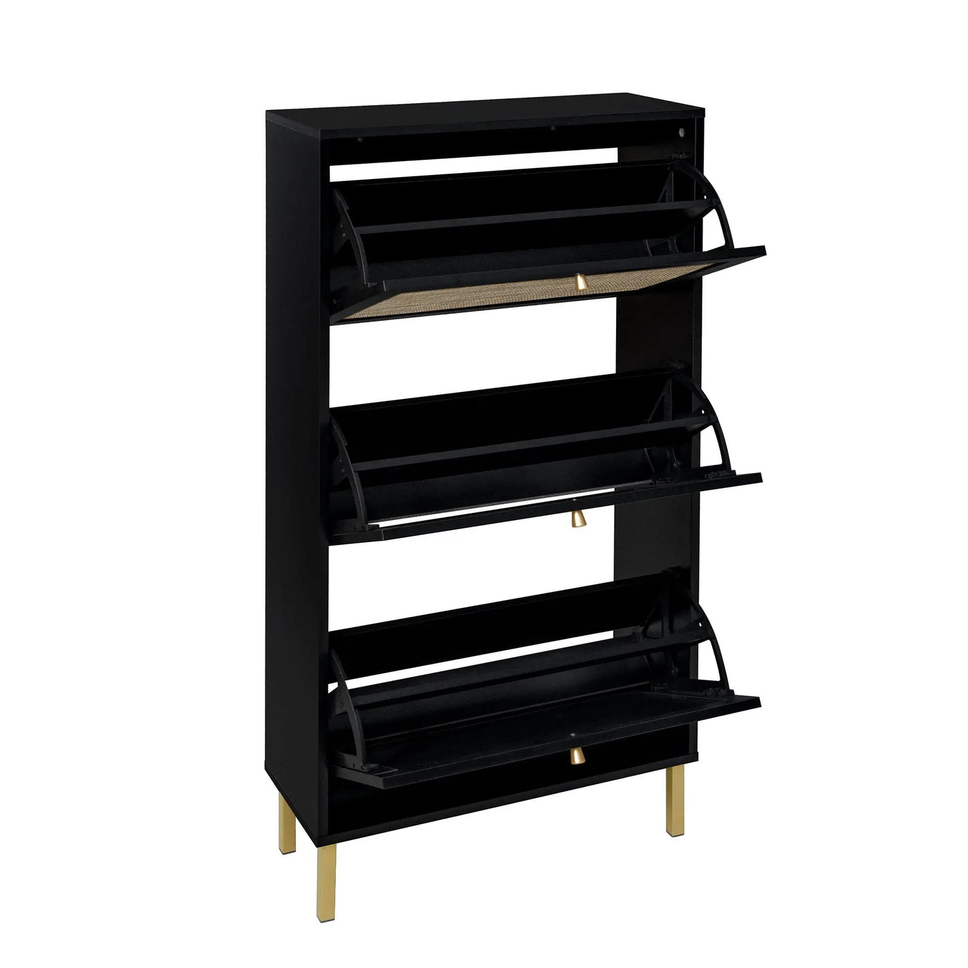 Modern Rattan 3 Door Shoe Rack Cabinet for Entryway by HouseOfZazla
