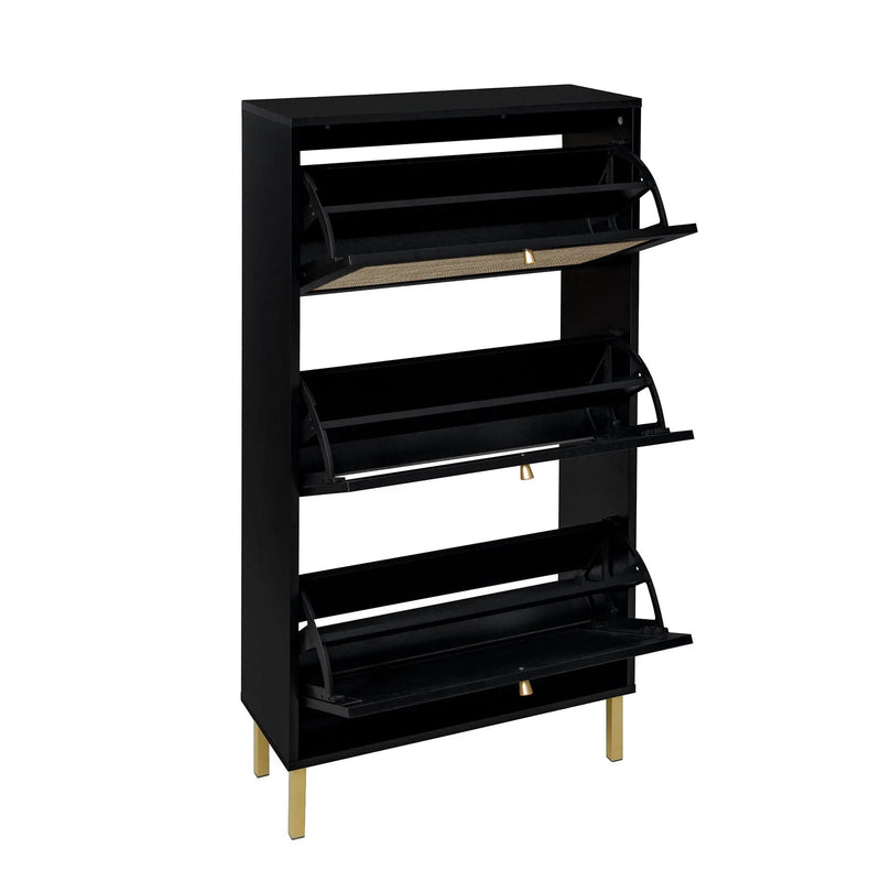 Modern Rattan 3 Door Shoe Rack Cabinet for Entryway by HouseOfZazla