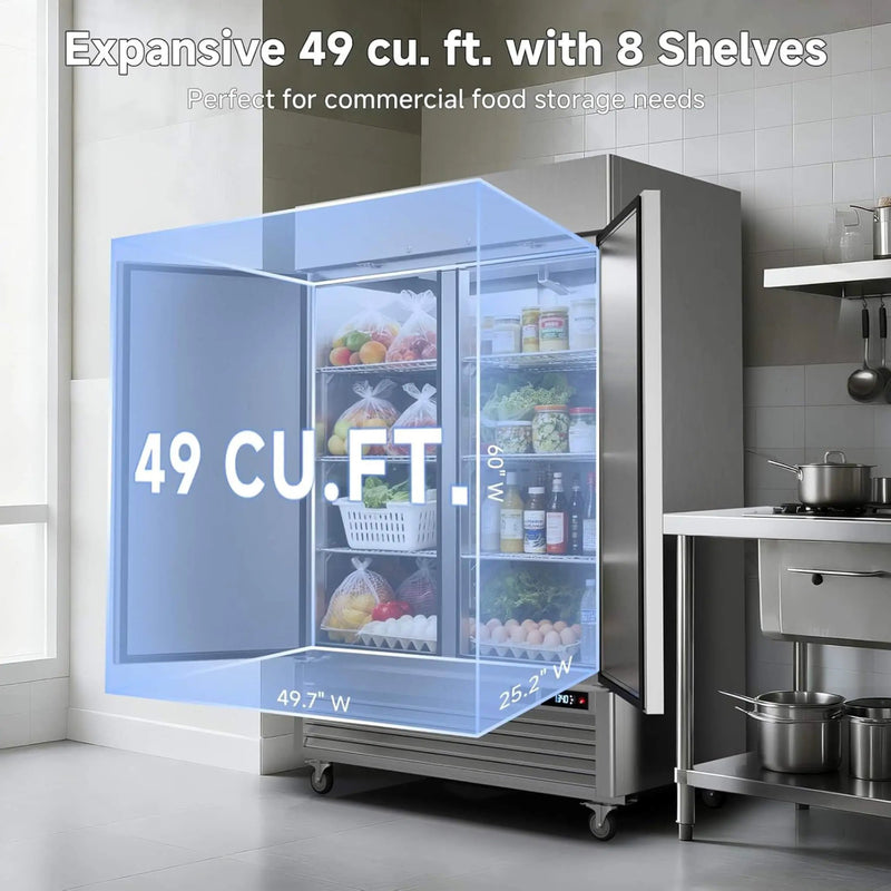 54-Inch Commercial 49 Cu.Ft 2-Door WiFi Refrigerator With Smart App Control (SAK10438) by SAKSBY WHOLESALE