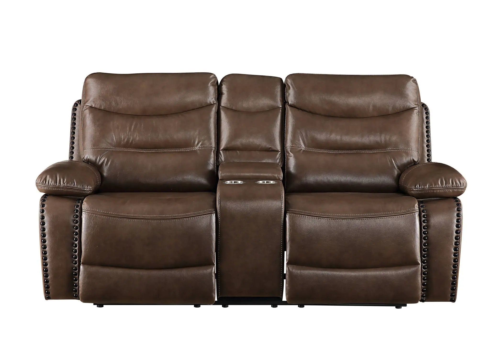 Aashi - Leather Gel Match Recliner Loveseat - Brown by Unique Piece Furniture
