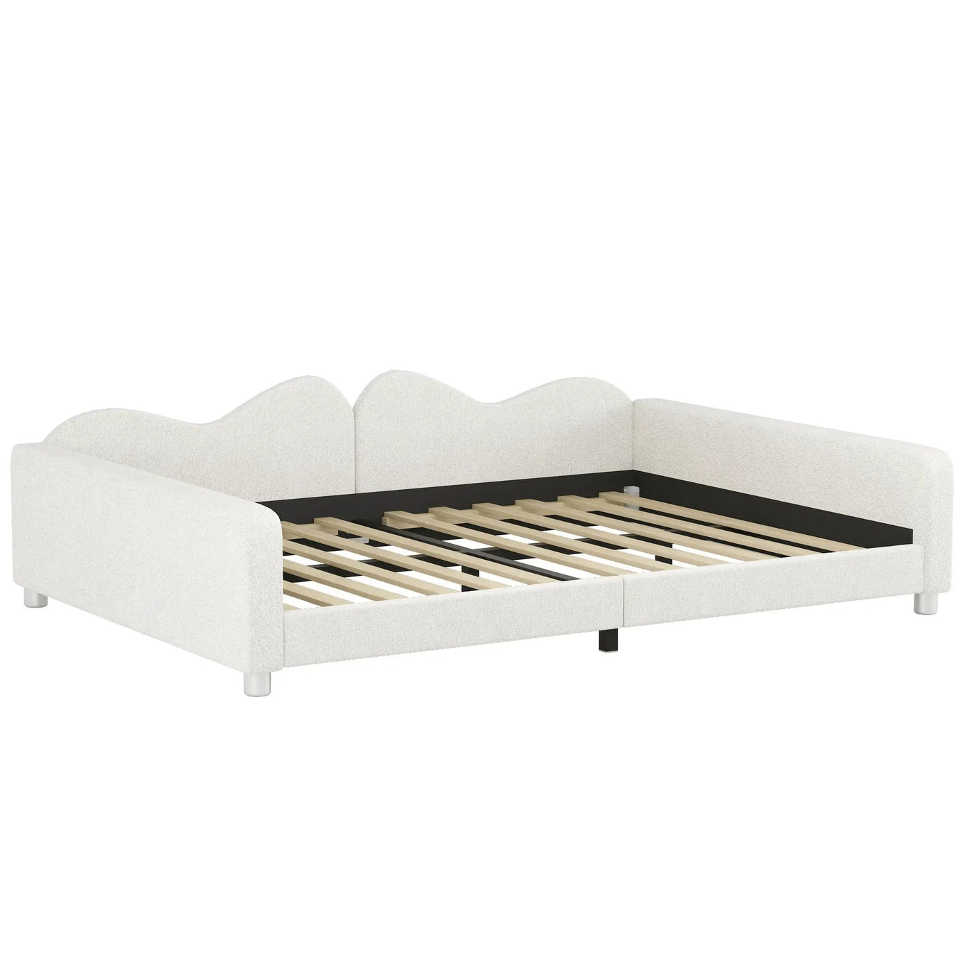 Upholstered Daybed, Sherpa Fabric Sofabed With Cloud-Shaped Backrest by HouseOfZazla