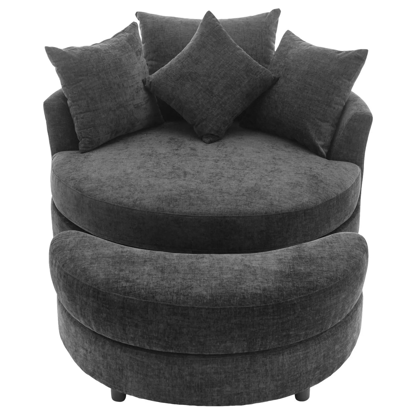 360° Swivel Accent Barrel Chair With Storage Ottoman & 4 Pillows, Modern Leisure Chair Round Accent For Living Room by HouseOfZazla