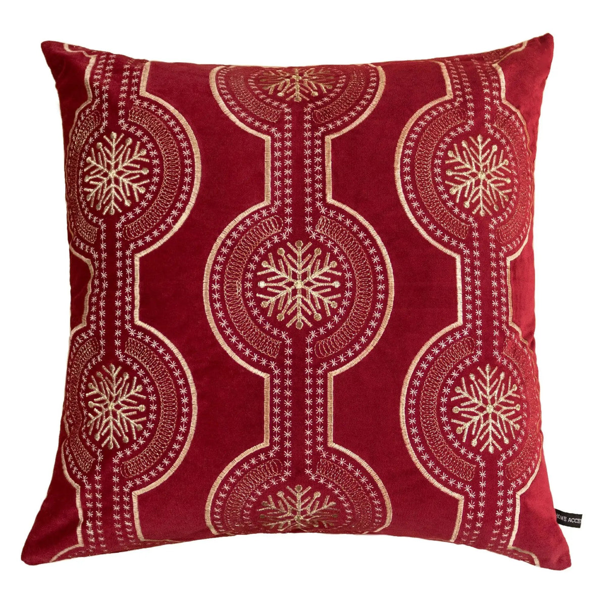 Red Holiday Embroidered Velvet Throw Pillow with Insert 20x20 Set of 2 by HouseOfZazla