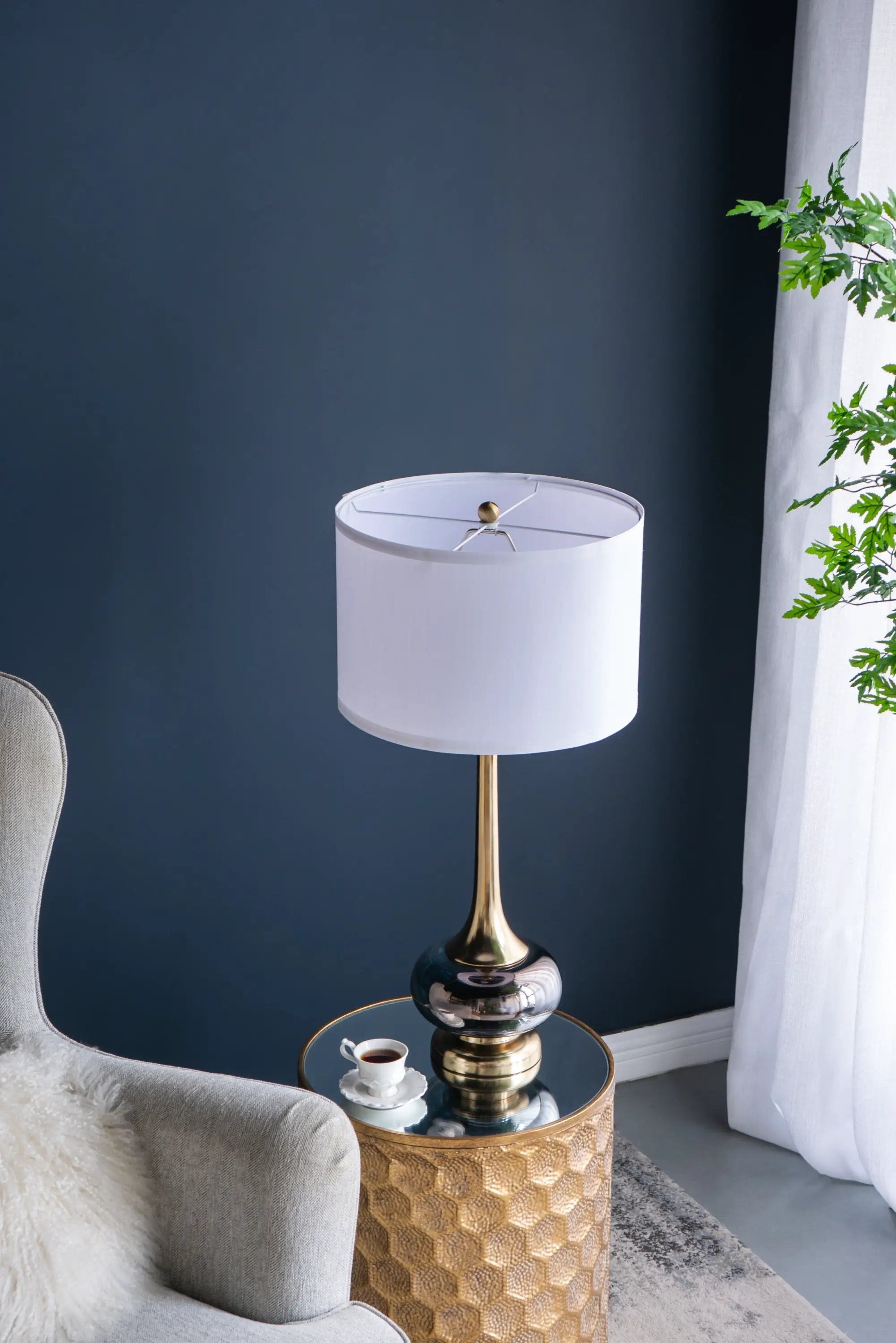 D15x29 Table Lamp with Glass Drum Shade by HouseOfZazla