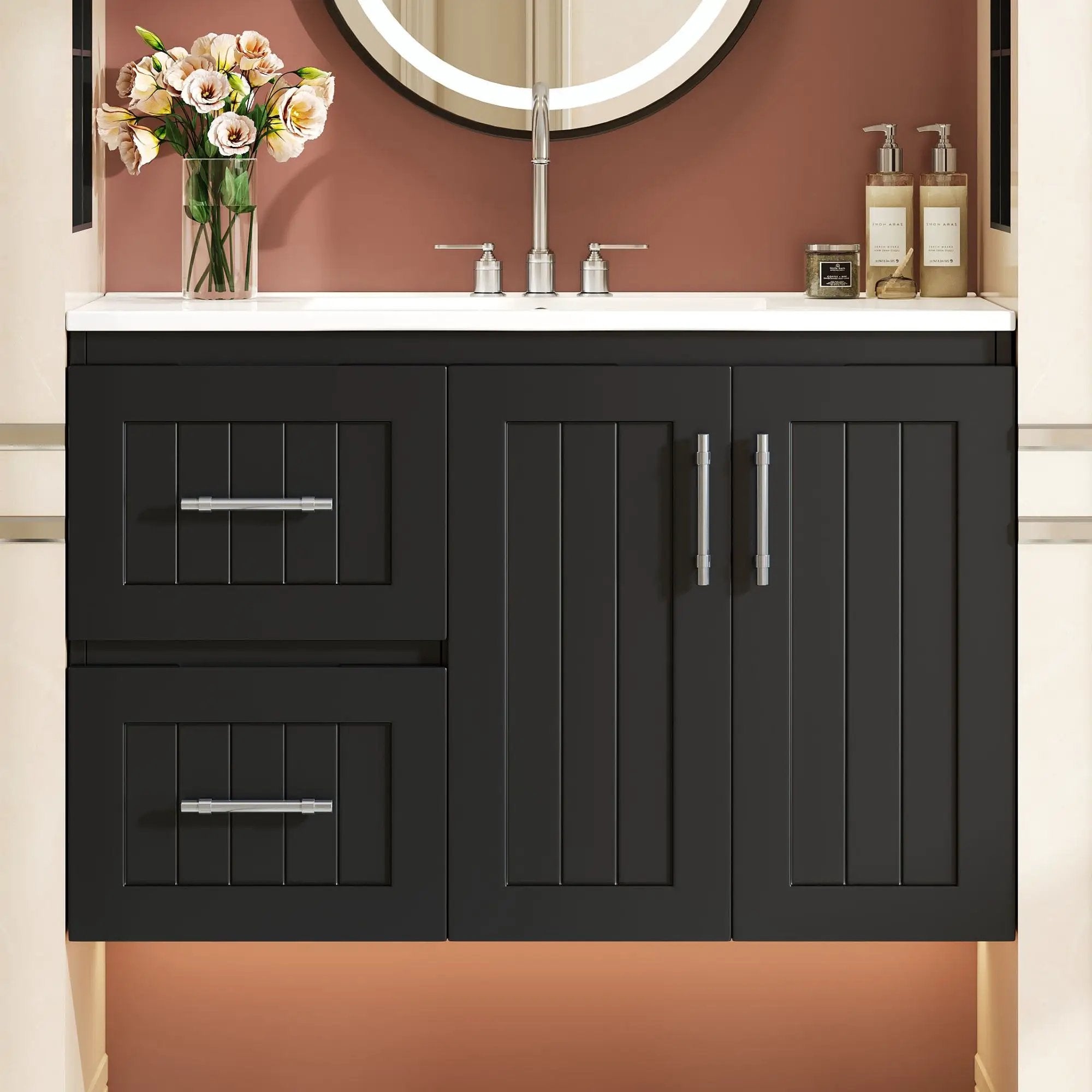 Wall Mounted Bathroom Vanity & Sink, 2 Drawers by Unique Piece Furniture