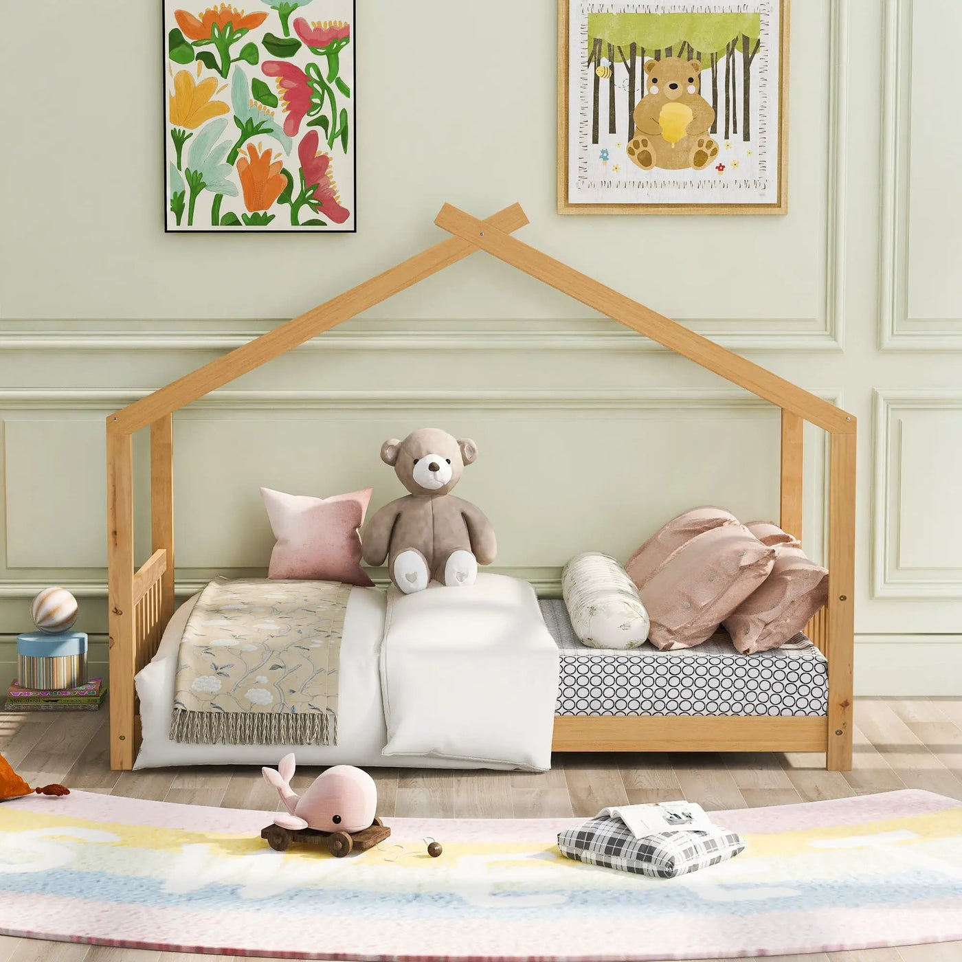 House Platform Bed With Headboard And Footboard, Roof Design by HouseOfZazla