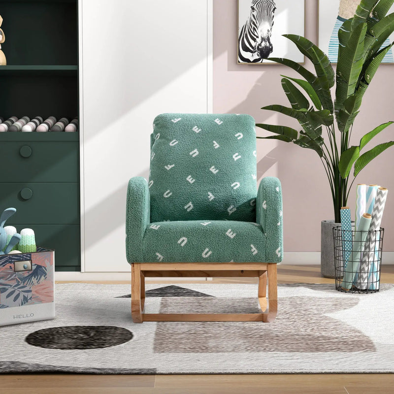 Modern Accent Rocker Armchair With Side Pocket, Upholstered High Back by Unique Piece Furniture