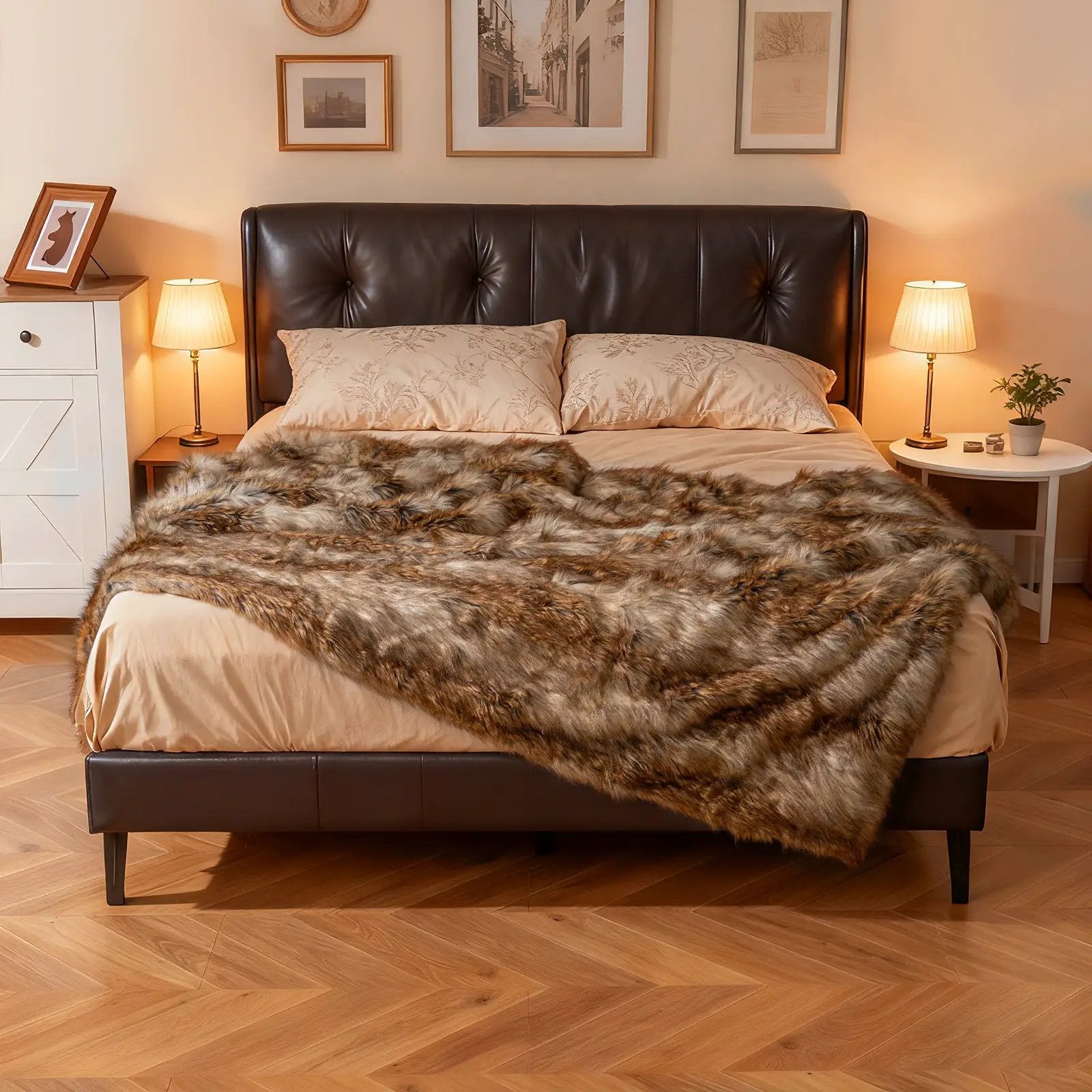 540GSM Soft Plush Fuzzy Luxury Faux Raccoon Fur Blanket for Bed-M by DirectDeals