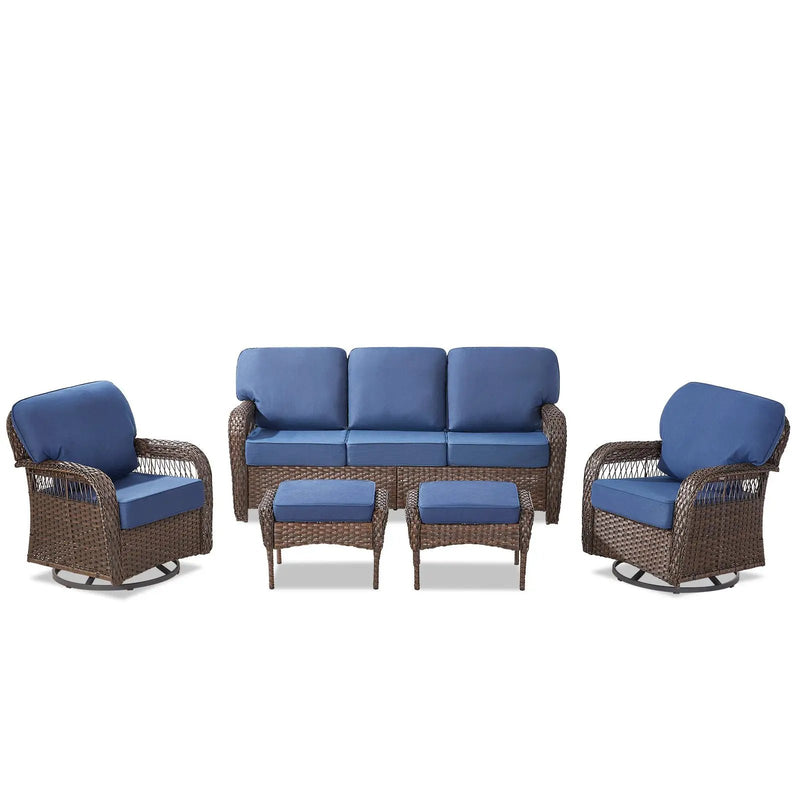 Luxury 5" Thick Cushioned 5 Pieces Patio Furniture Set by HouseOfZazla