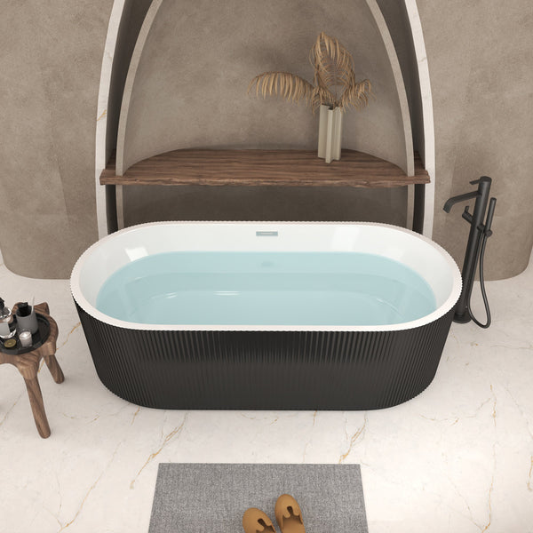 59" Linear Acrylic Freestanding Soaker Bathtub