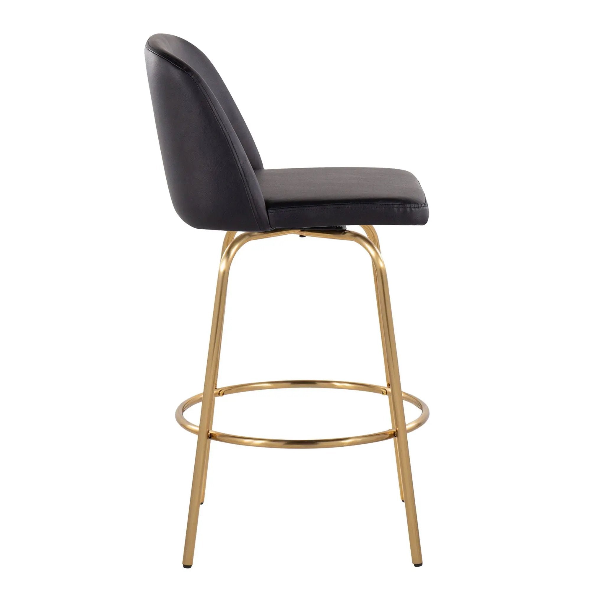 Toriano - Contemporary, Fixed Height Counter Stool With Swivel With Round Footrest (Set of 2) by Unique Piece Furniture