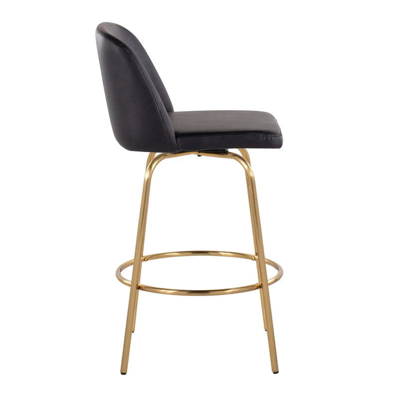 Toriano - Contemporary, Fixed Height Counter Stool With Swivel With Round Footrest (Set of 2) by Unique Piece Furniture
