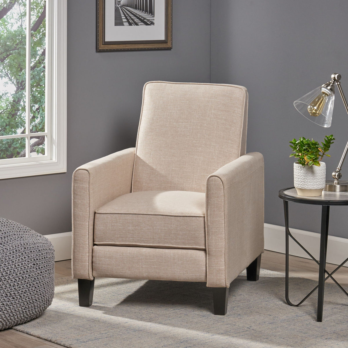 Upholstered Push Back Recliner Chair with Adjustable Recline - Multiple Colors, photo 34 of 40