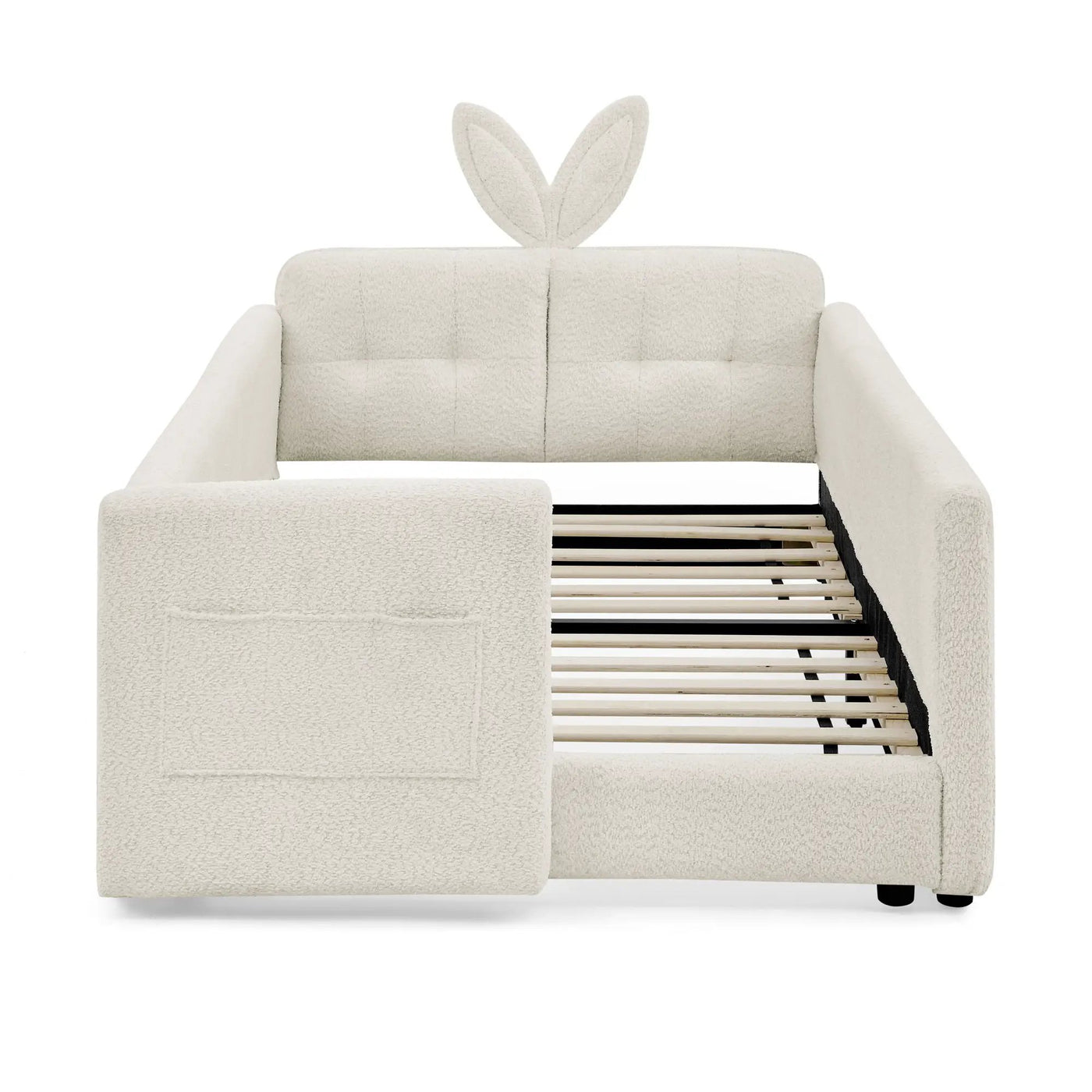 Cute Rabbit Ear Upholstered Platform Bed Frame With Safety Rail by HouseOfZazla