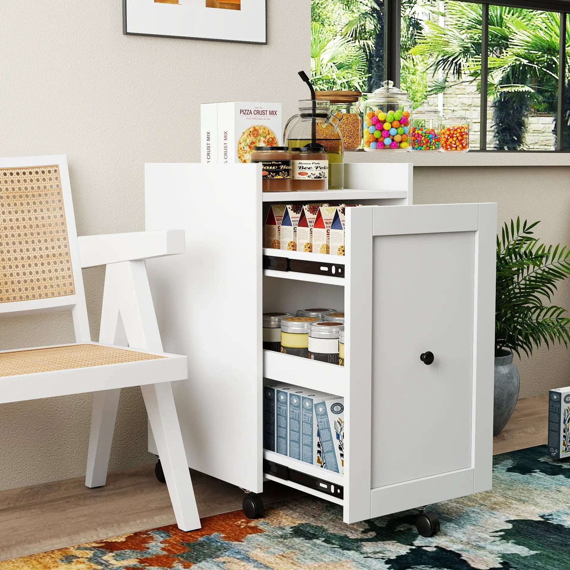 Organizer for Pantry - Sliding Snack Cabinet with Wheels by HouseOfZazla