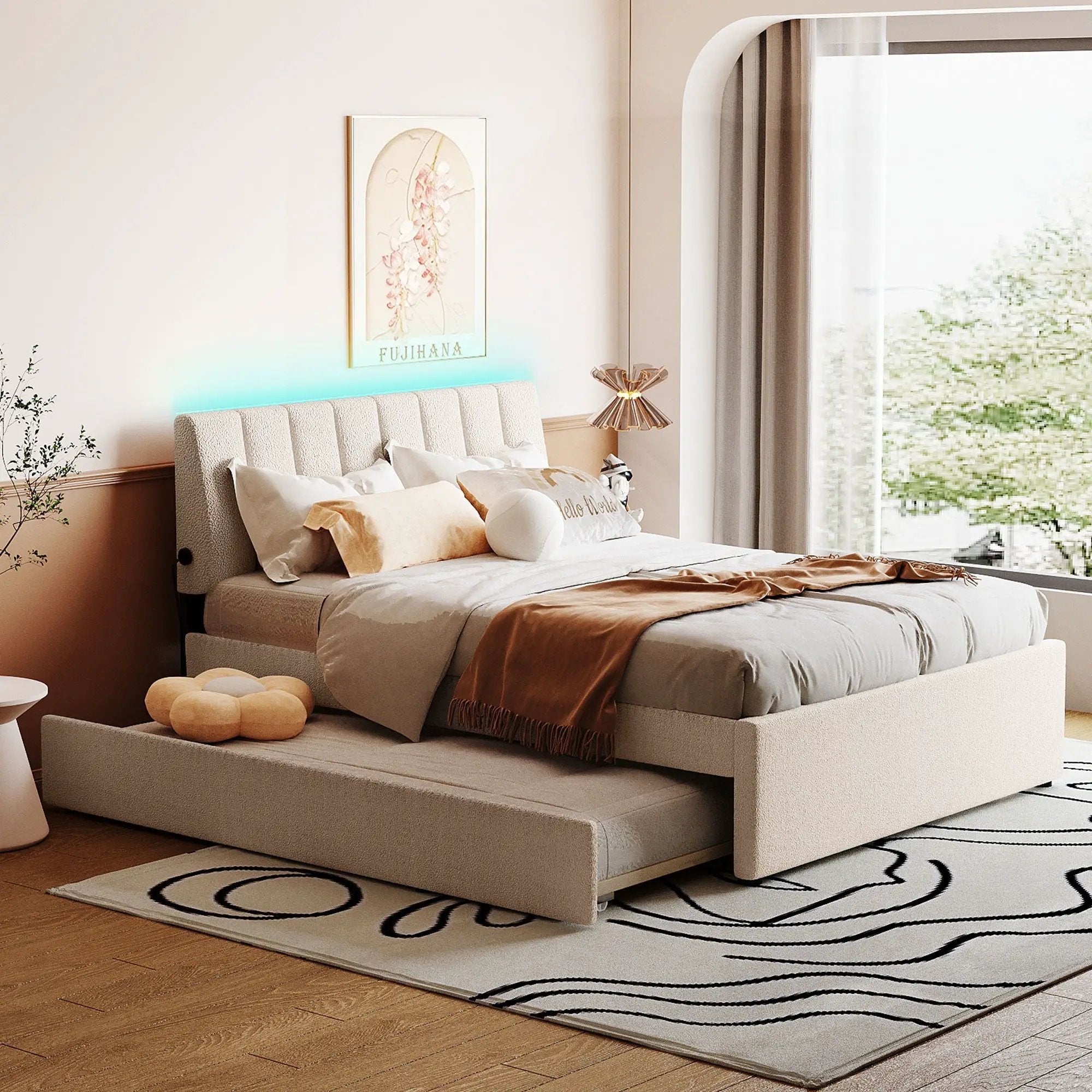 Upholstered Platform Bed With Trundle by HouseOfZazla