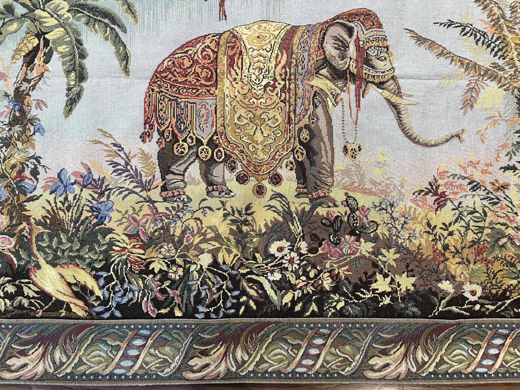 Vintage Tapestry 4 x 5.6, Adorned Elephant Pictorial by Jewel Rugs
