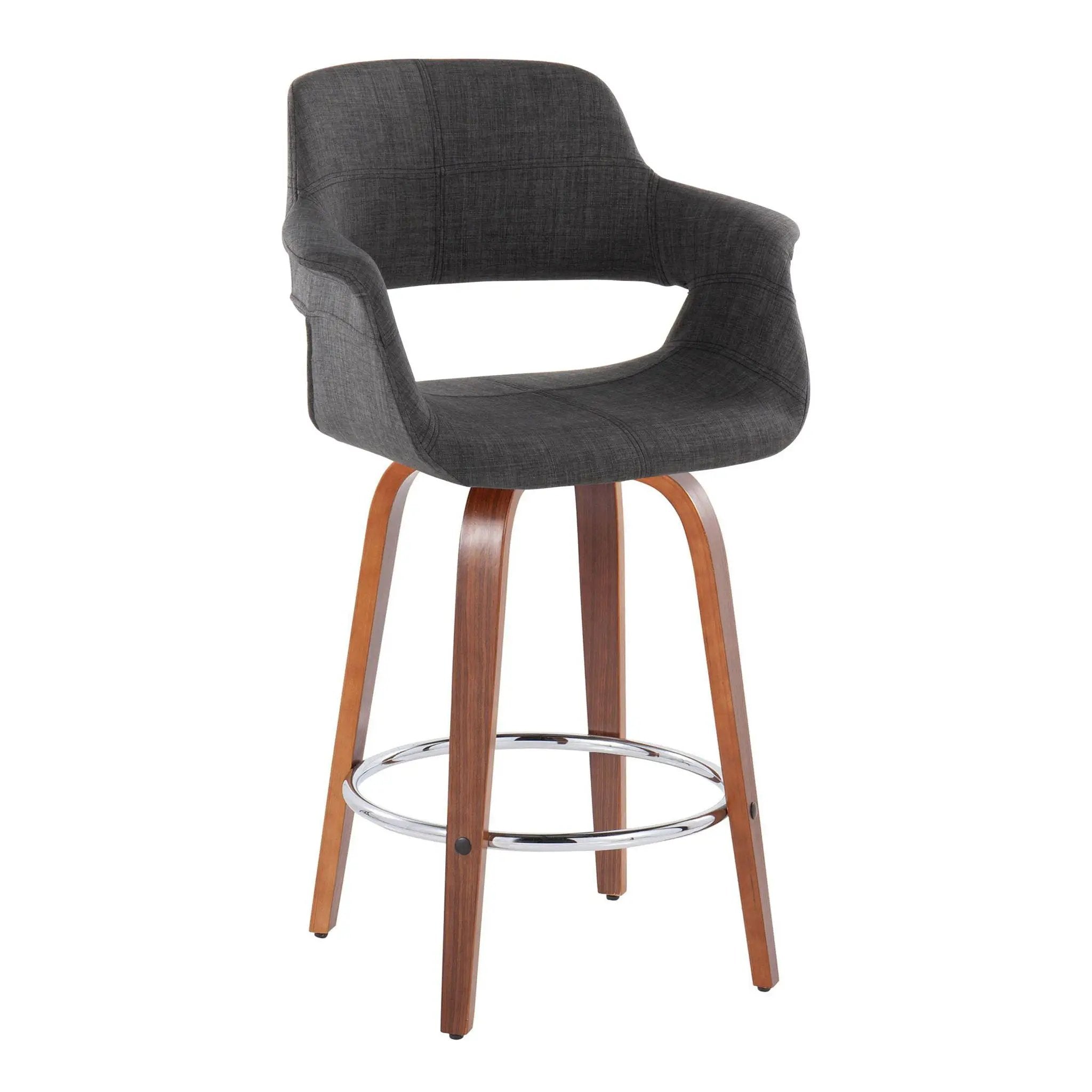 Vintage Flair - Mid-Century Modern Fixed Height Counter Stool With Swivel With Round Footrest (Set of 2) by Unique Piece Furniture
