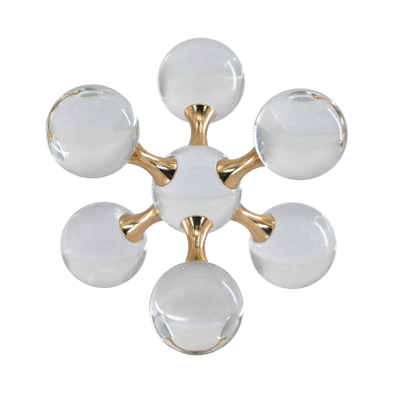 7.9" x 7.9" x 7.9" Clear and Gold Decorative Sculpture by HouseOfZazla