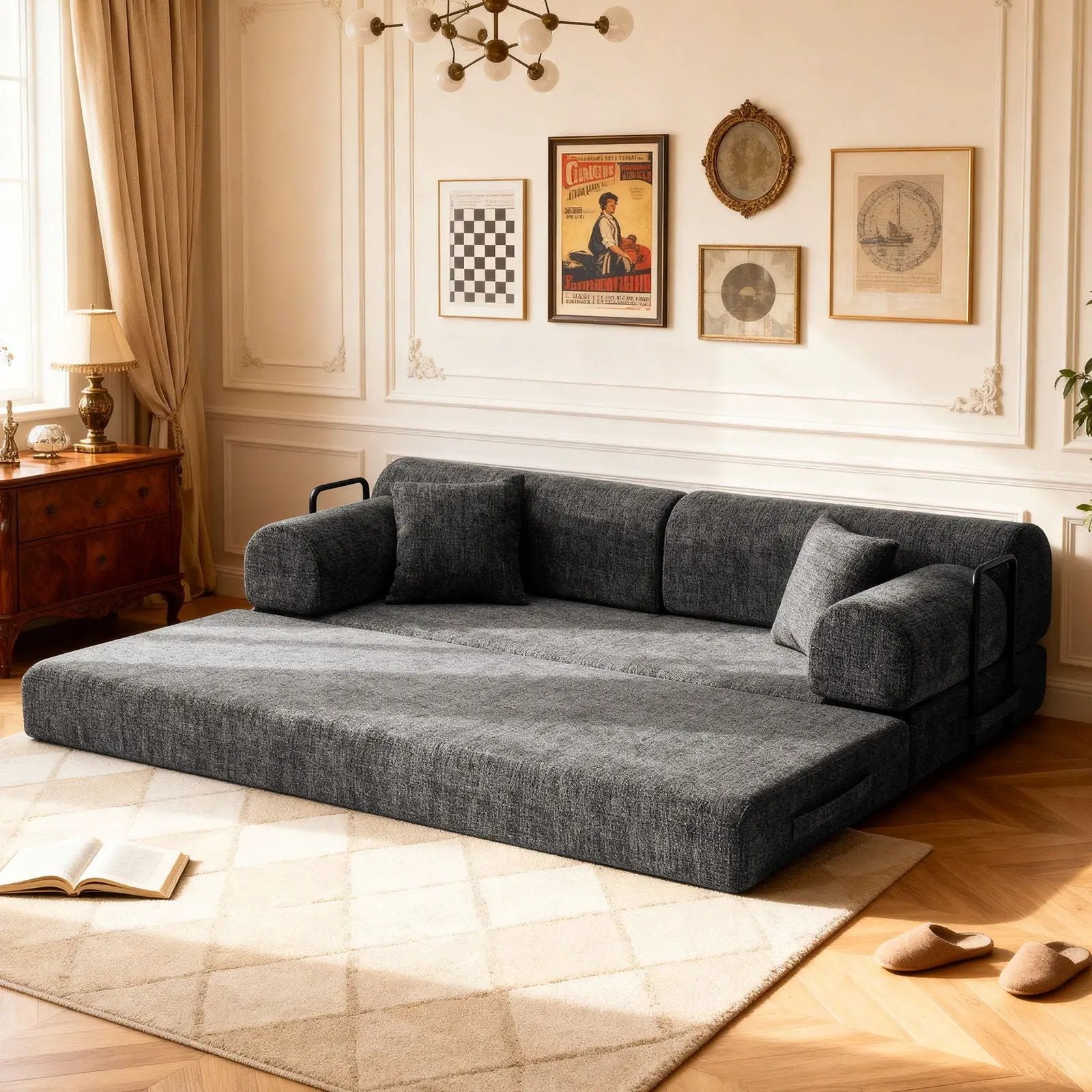 Modern 2 Tone Fabric Convertible Sleeper Sofa Bed by Unique Piece Furniture
