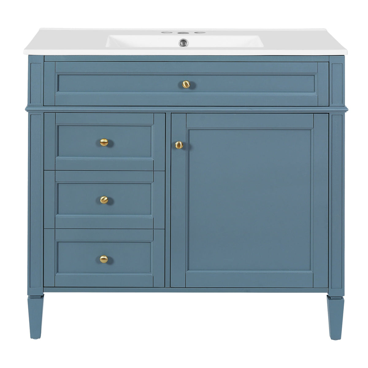 36" Bathroom Vanity with Ceramic Sink and Storage Drawers - Multiple Colors, photo 2 of 20