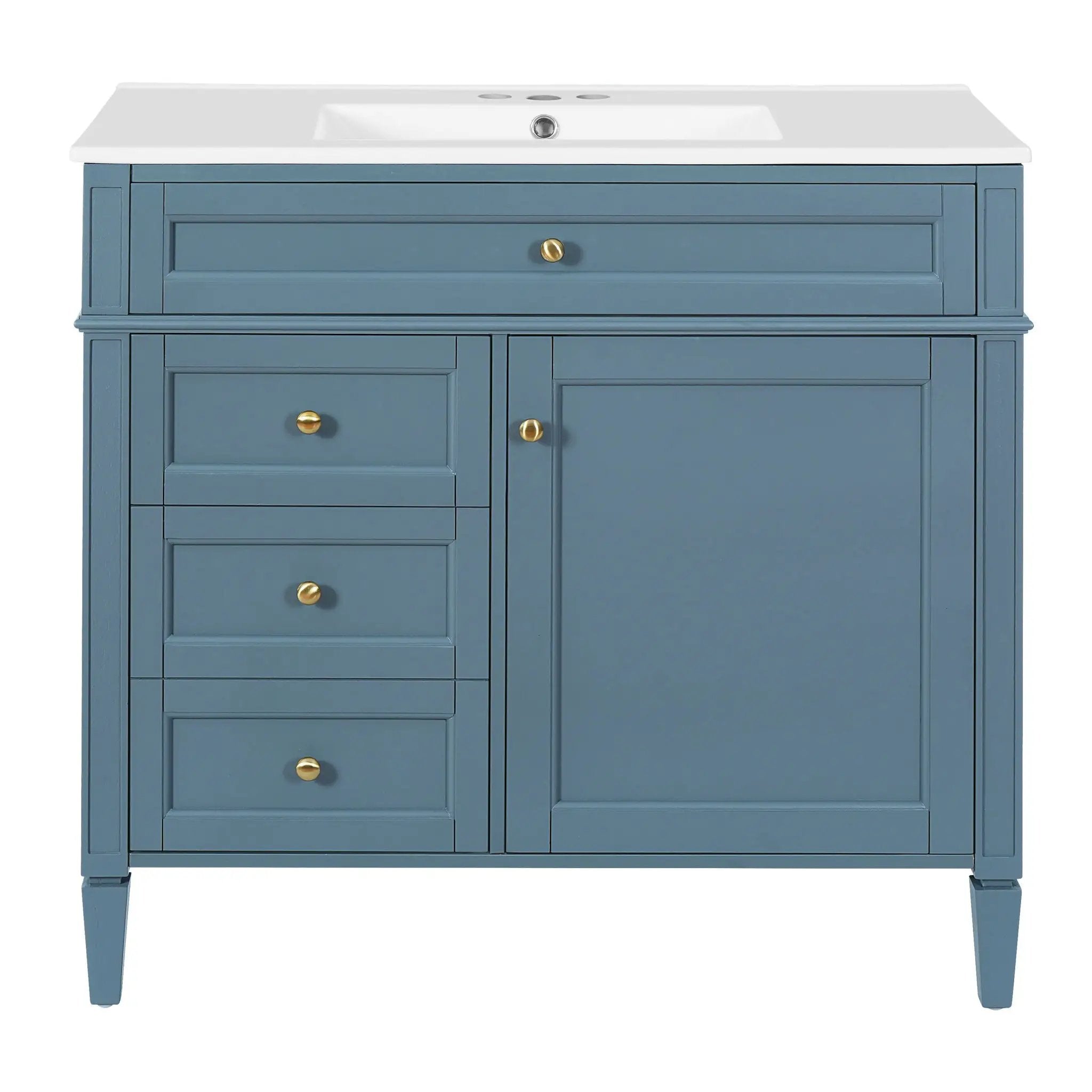 Bathroom Vanity With Top Sink, 2 Drawers And Tip Out Drawer by Unique Piece Furniture