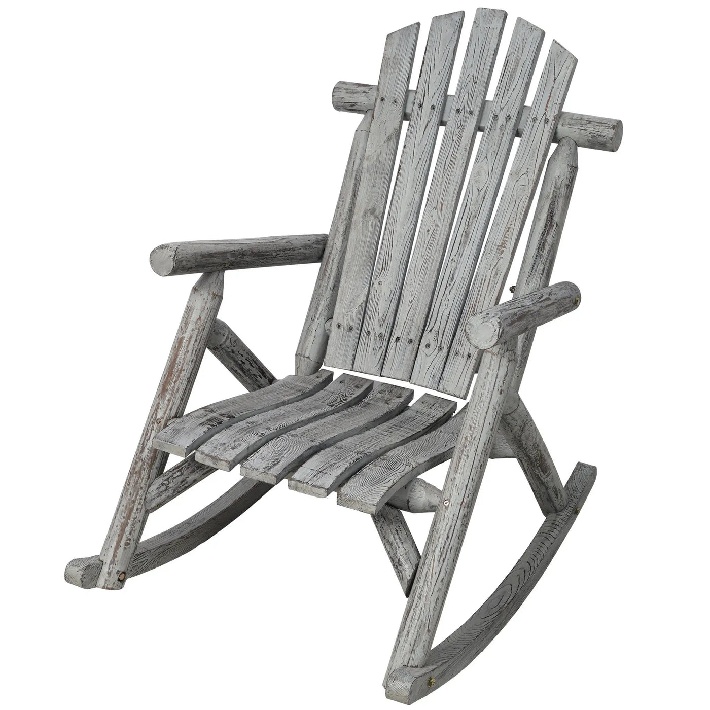 Durable Wooden Porch Rocker, Fir Log Rocking Chair by HouseOfZazla