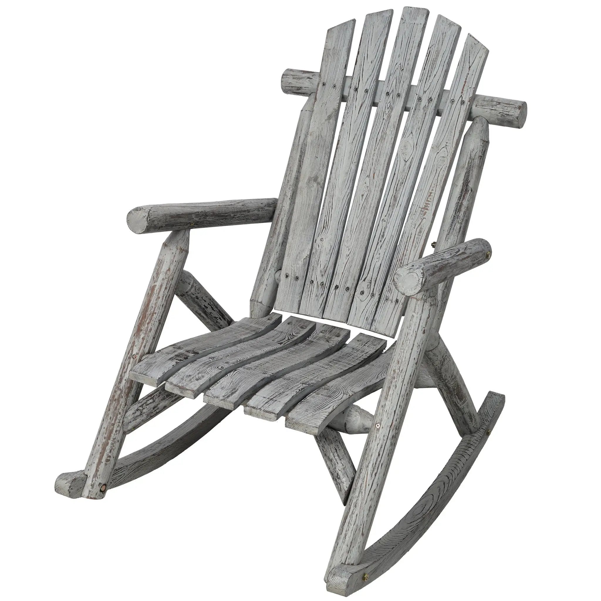 Durable Wooden Porch Rocker, Fir Log Rocking Chair by Unique Piece Furniture