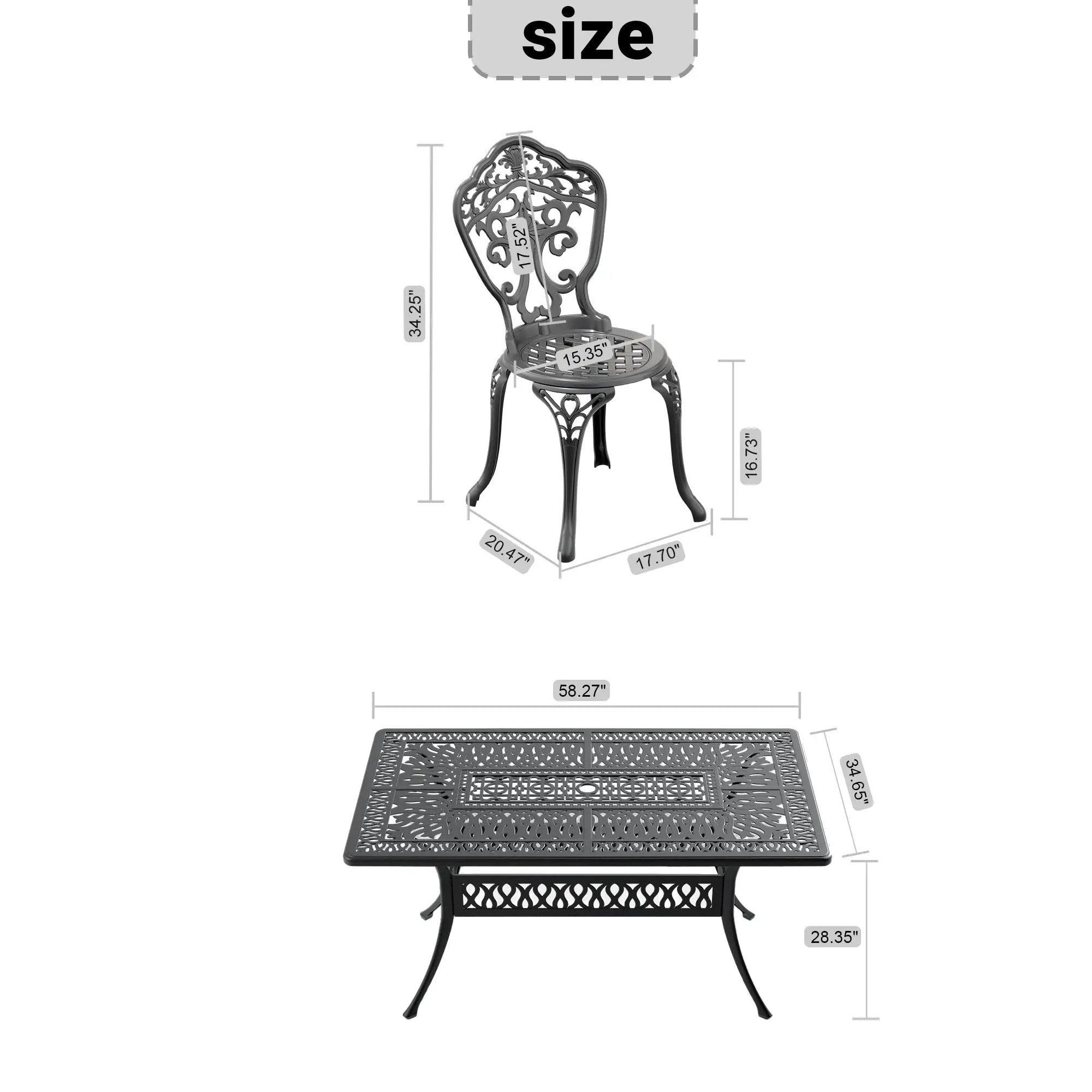 7-Piece Set Of All-Weather Cast Aluminum Dining Furniture Set by HouseOfZazla