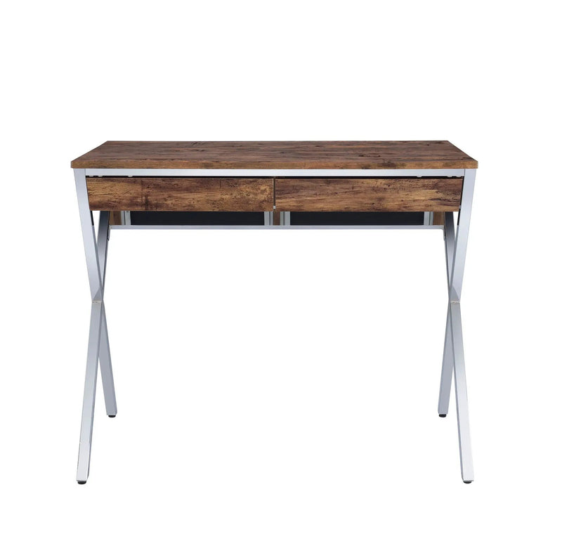 Callers Weathered Writing Desk - Chrome / Oak by HouseOfZazla
