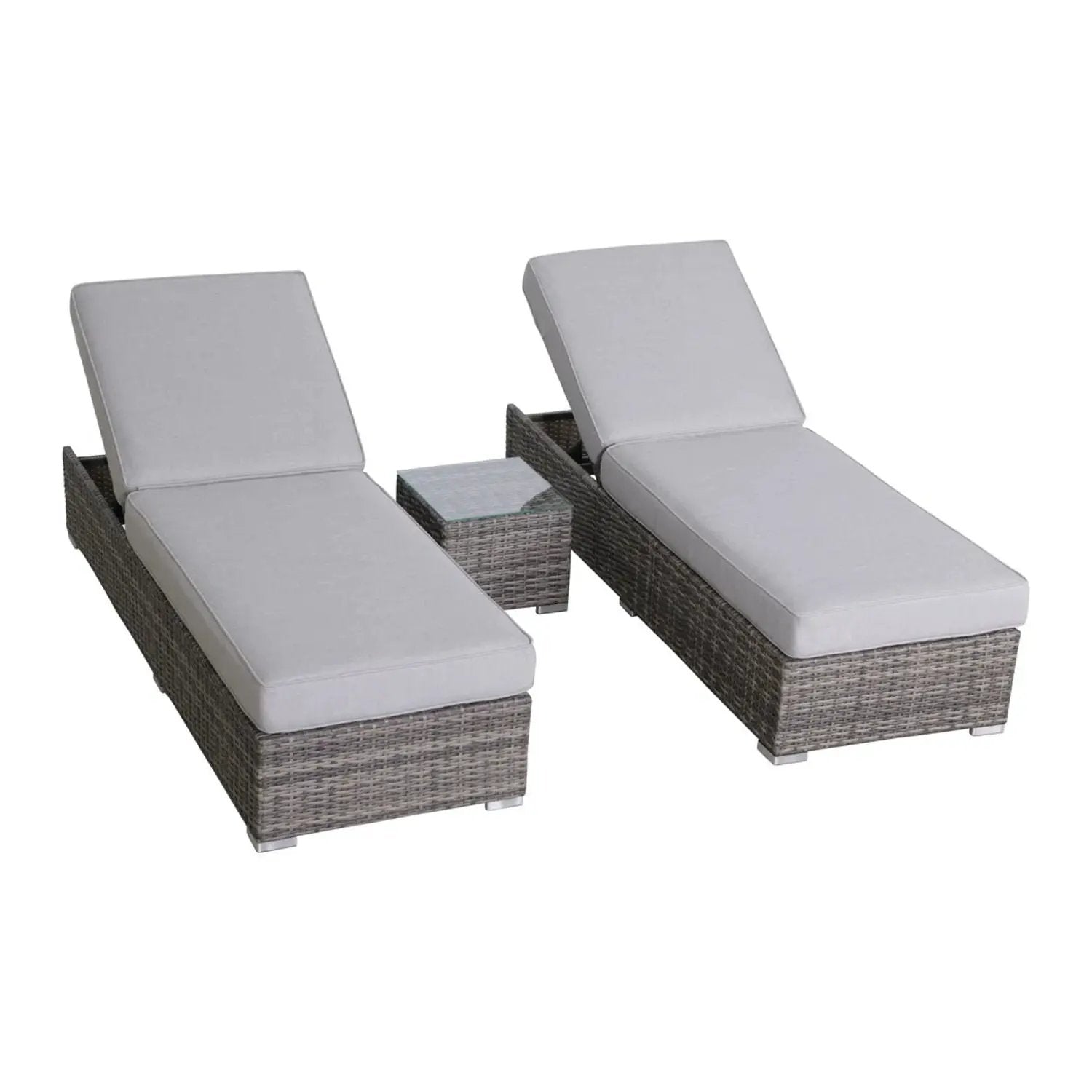 3 Piece Chaise Lounge Set With Adjustable Reclining - Gray Mix by Unique Piece Furniture