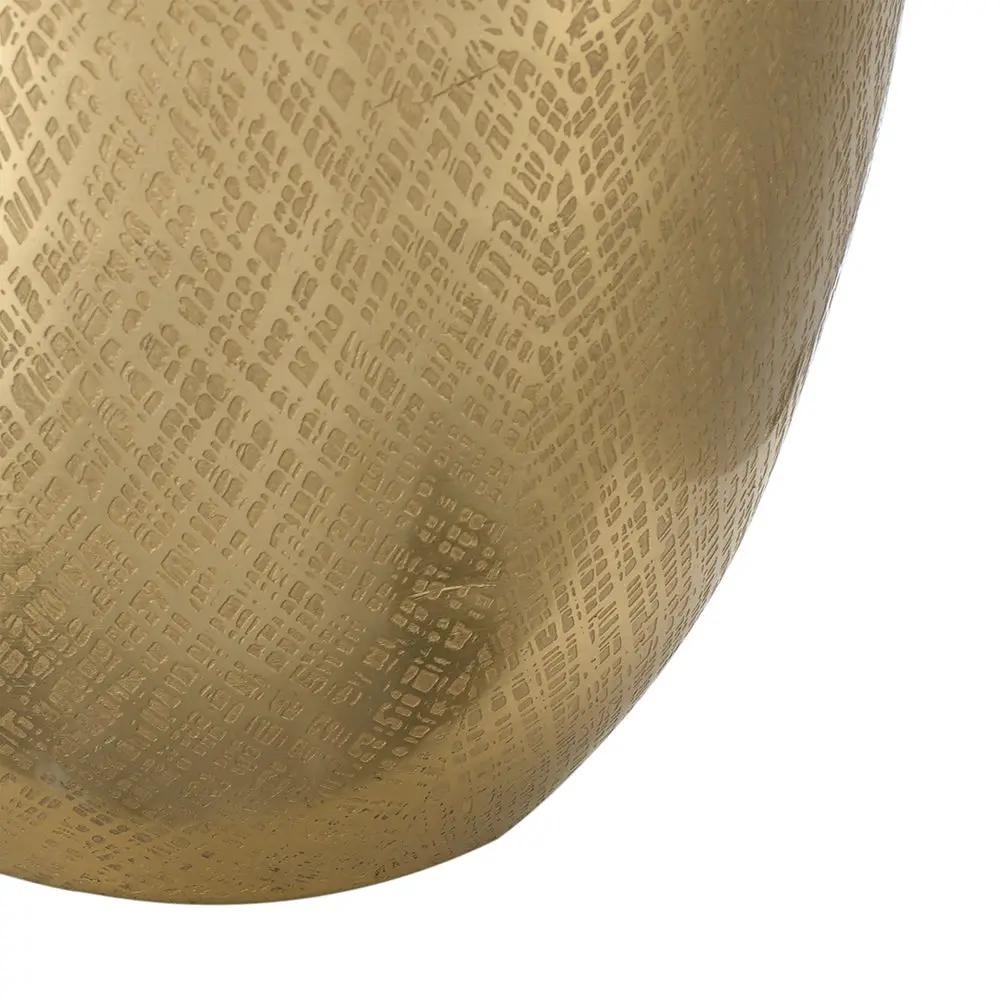D18x31" Round Aluminum Sheet Gold Table Lamp with White Fabric Shade by HouseOfZazla