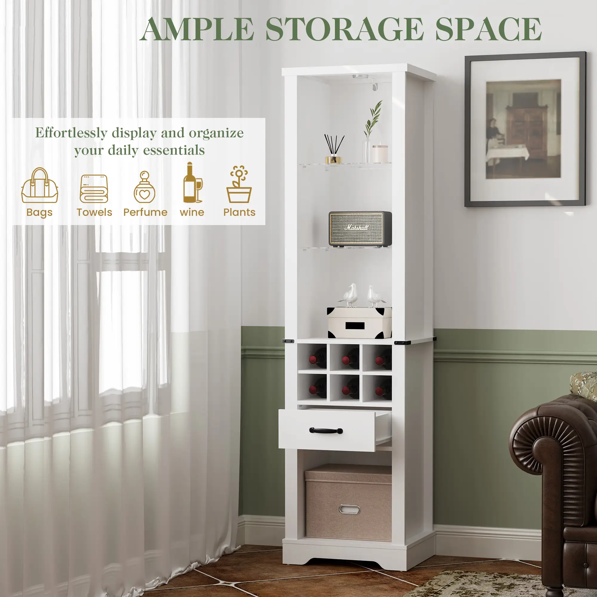 75'' Tall Storage Cabinet with LED Light, Farmhouse Style by HouseOfZazla