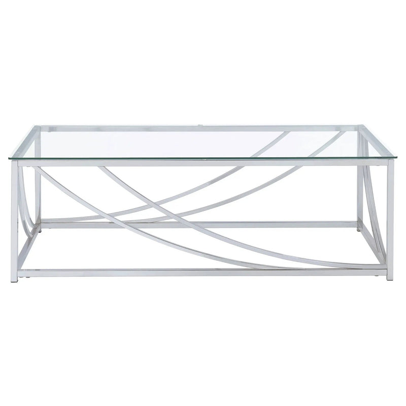 Lille Rectangular Glass Top Coffee Table Chrome by Unique Piece Furniture